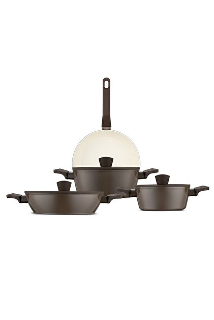 Wynn Brown JUMBOインデックス　1個 Jumbo Swiss Crystal Brown 7 Parça İndüksiyon Tabanlı Tencere Seti