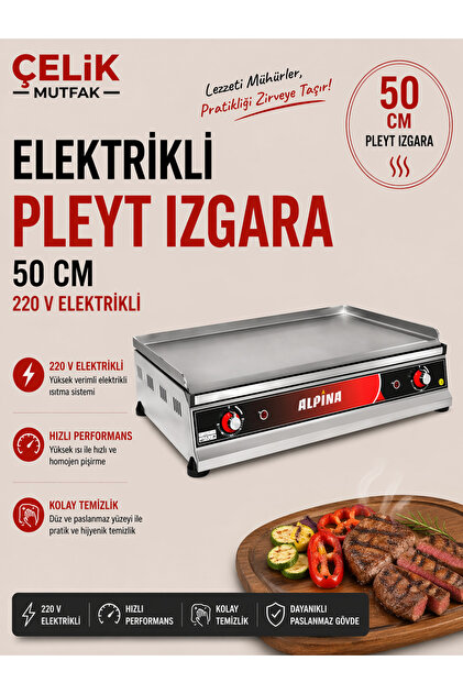 ALPİNA MUTFAK Alpina 50 cm (50lik) Elektrikli Pleyt Izgara 220V