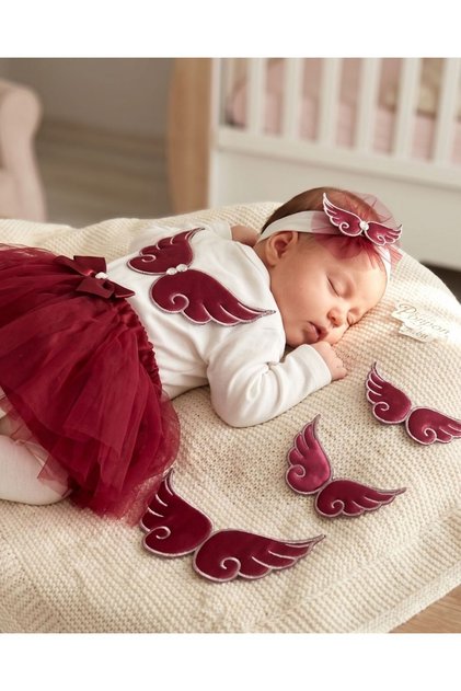 Baby Girl Special Occasion Party Outfit Tutu Skirt/Dress Set with Angel Wings