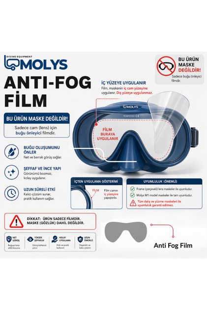 Dalış Maskesi İçin Anti-Fog (Buğu Önleyici Film) – Net Görüş Garantisi M1 Uyumlu