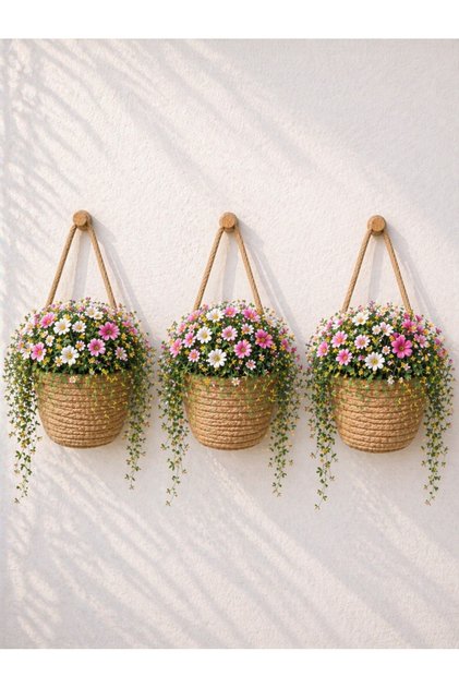 Coș 3 bucăți Mini coș decorativ Organizator de flori 10x12 cm PLANTELE ȘI APARATELE DE CULTIVARE NU INCLUSI