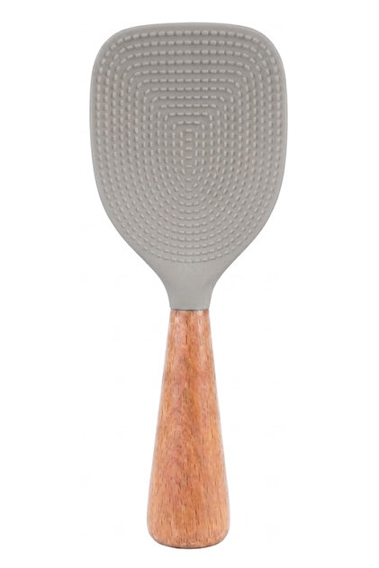 Ria Wooden Handle Silicone Tip Rice Spoon Gray