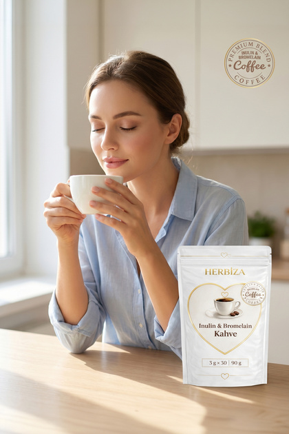 HERBİZA İnulin Bromelain Kahvesi Katkısız Şekersiz Diyet Kahve 90