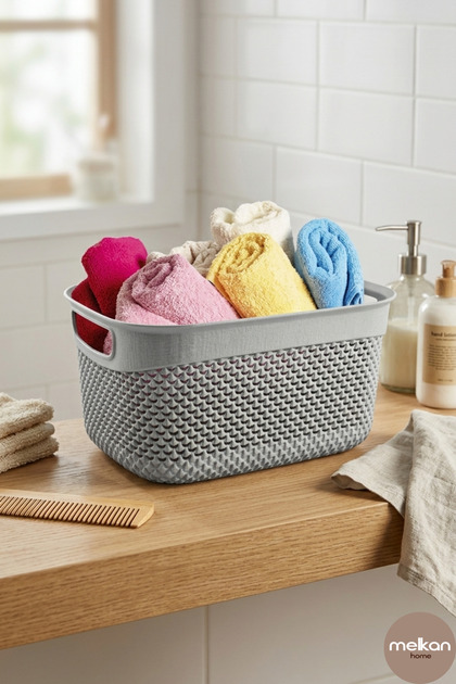 Damla Pattern Basket Ice Gray Color (6.6L)