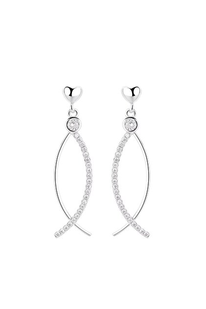 Cercei lungi de argint 925, JW1611, model cu pietre, placati cu rodiu