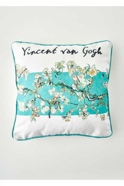 Van Gogh Almond Blossom Cotton Printed Decorative Pillowcase Turquoise (43X43 cm)