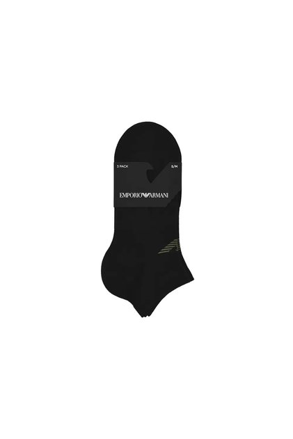 Men's Jacquard Eagle Logo Flexible Cotton 3-Piece Black Socks