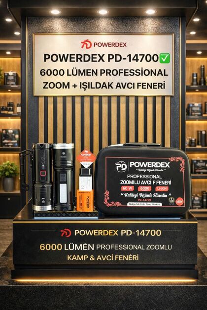 powerdex Pd-14700 60w 6000 Lümen Profesyonel Zoom+Işılkad Avcı El