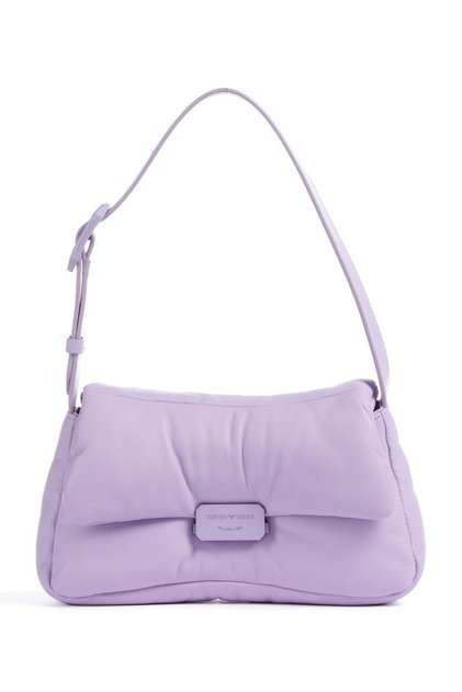 Women's Logo Strap Shoulder Bag with Zipper Closure and Two Compartments in Purple