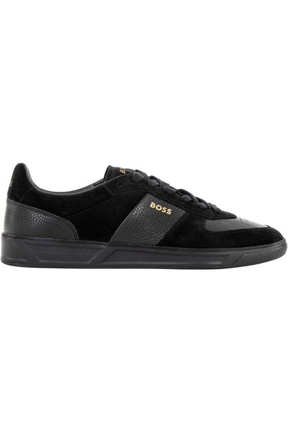 Erkek Marka Logolu Bağcıklı Kaydırmaz Tabanlı Günlük Siyah Sneaker