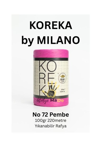 Koreka by - 72 Pembe Tek Yumak 100gr 220metre YIKANABİLİR RAFYA