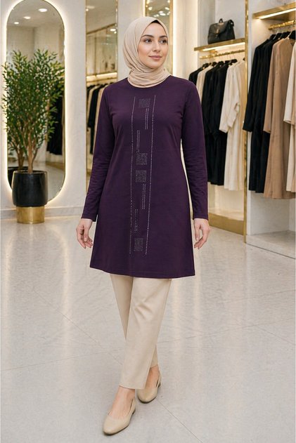 Medium Stone and Above Mother Combed Cotton Tunic 30641