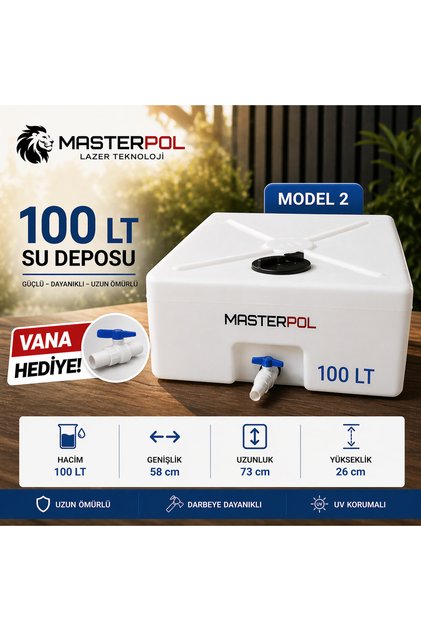 100 Lt Kare Su Deposu Vana Hediye Model 2 Tankı Bidonu Karavan