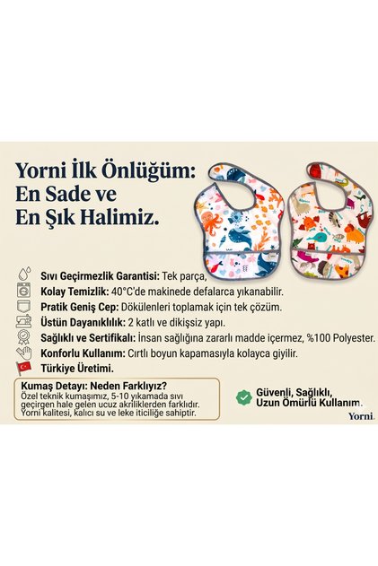 Economical 2 Pcs Set - 6-24Months Zoo and Sea Patterned, Liquid Proof, Pocket and Velcro Baby Bib