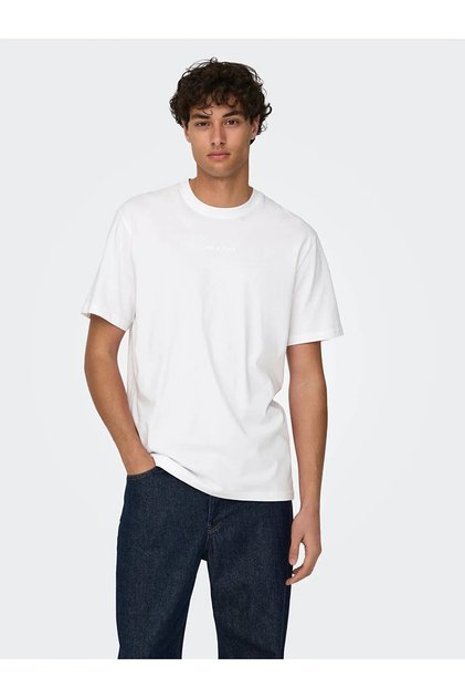 ONSLEVI LIFE REG TEXT SS TEE Erkek White T-Shirt - 22028147