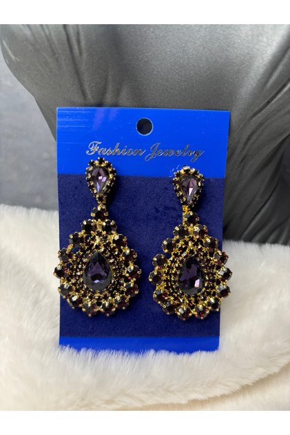 Elegant Crystal Stone Model Bridal Wedding Henna Earrings