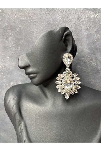 Arya Style Crystal Stone Embellished Wedding Costume Gein Earring
