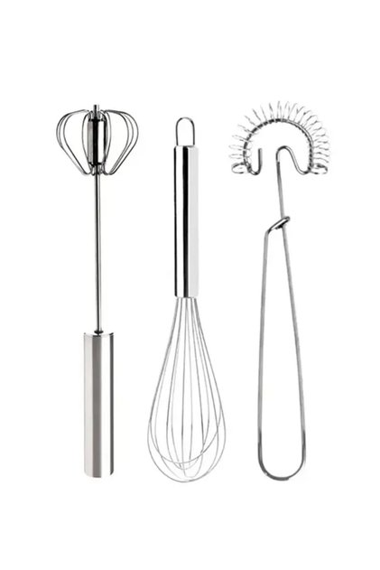 Set of 3 Steel Luxury Whisk Automatic Whisk, Wire Whisk, Spring Whisk Egg Cake Whisk