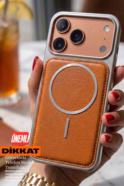 iPhone 13 / 14 Soft Silicone Phone Case with Leather Metallic Edge on the Back and Magsafe Feature