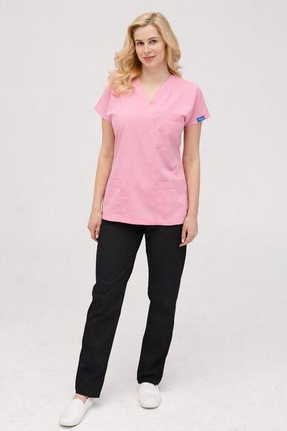 Top Pink Bottom Black Lycra Nurse Doctor Uniform Unisex Surgical Suit Mitra Set Scrubs Uniform