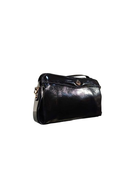 Multi-Purpose Portfolio and Crossbody Bag in Black Patent Leather