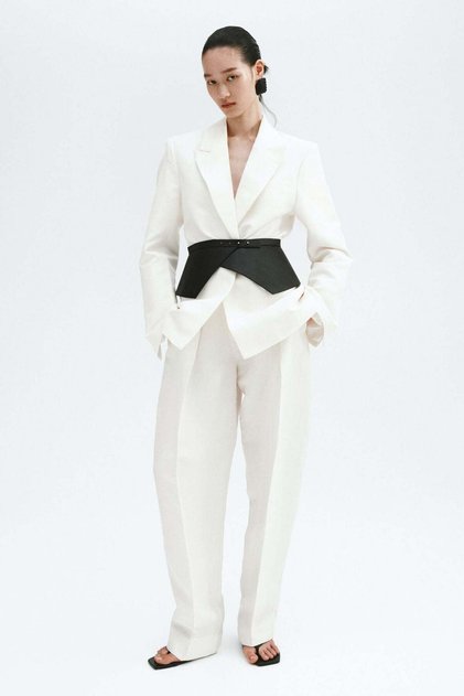 Linen-blend blazer