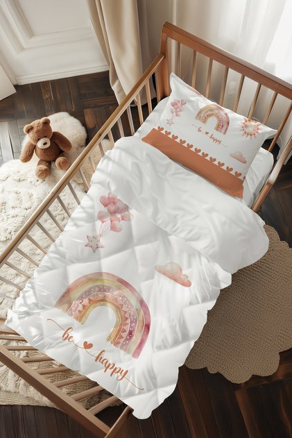 Rainbow Be Happy Patterned Baby Crib Sleeping Set Tlabg-327