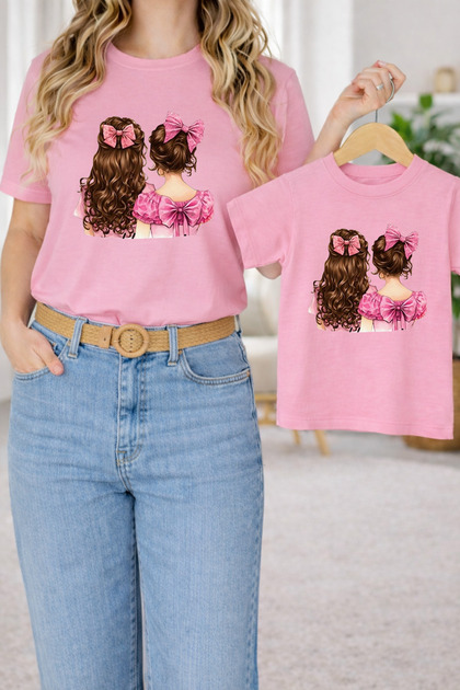 Mother-Daughter Matching Oversize T-Shirt Twin T-Shirt 100% Cotton Comfortable Fit (Single Price)