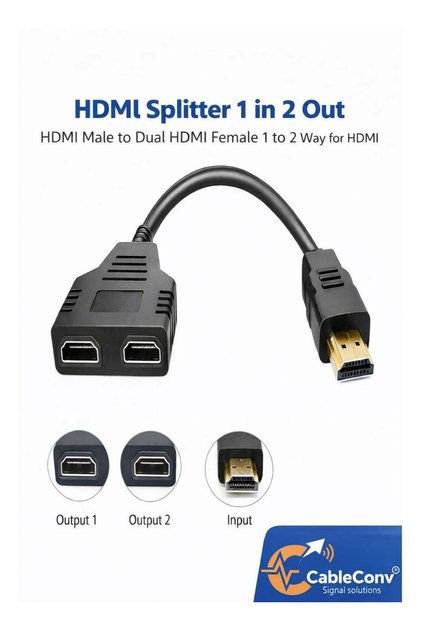 موزع إشارة HDMI منفذ واحد إلى منفذين، موصل HDMI ذكر إلى منفذين HDMI أنثى