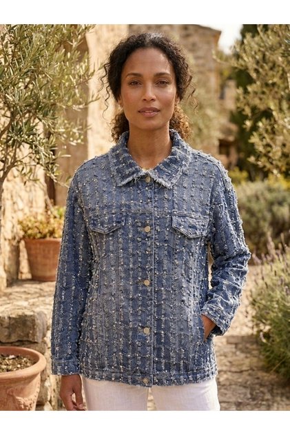 Kadın Shine Taş İşlemeli Denim Ceket