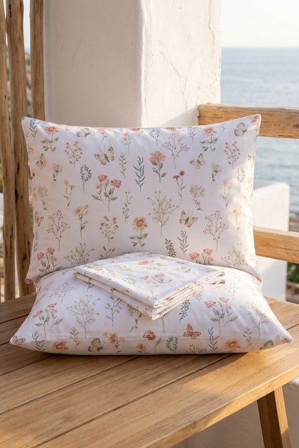 40 cm Cornered Luxury Ranforce Spring Patterned 100% Cotton 62 Wire Elastic Bed Sheet |   Rustic Spring Series