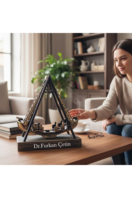 İsme Özel Sallanan Denizci Tekne Figürü Kinetik Denge Topu (23 Cm)