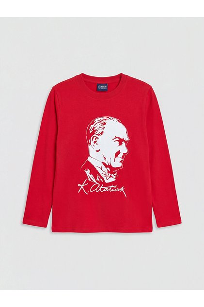 Vizyon New Season Crew Neck Ataturk Printed Boys' T-Shirt