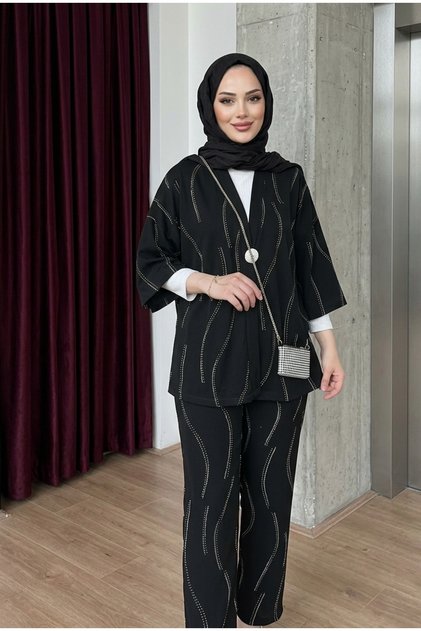 Women's Modest Beaded Kimono Set