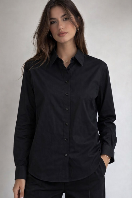 Women's Long Sleeve Buttoned Basic Stylish Office and Daily Use Shirt
