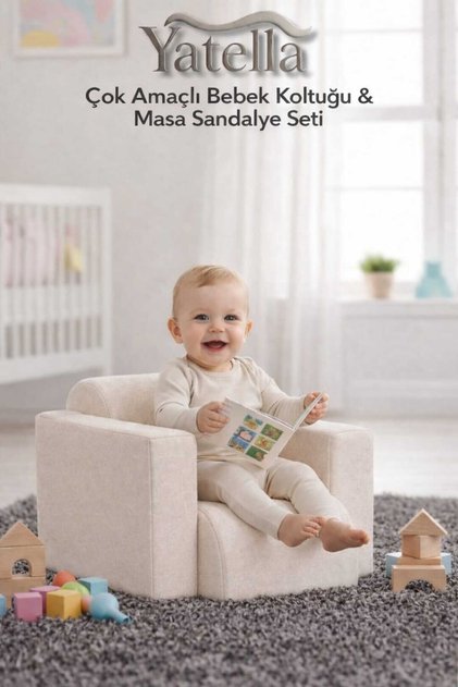 Çok Amaçlı Bebek Koltuğu & Masa Sandalye Seti - BEJ