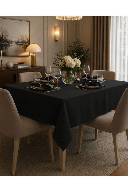 Handcrafted Piko Sarma Tablecloth Set – Dowry Box with 12 Napkins - 1 Runner - Black