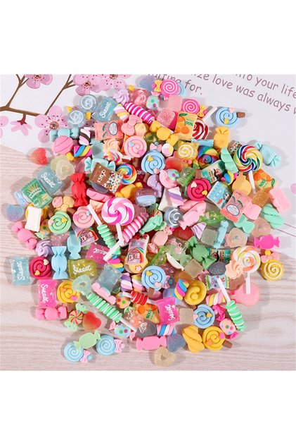 30pcs random color 30/50pcs Random Candy Slime Charms Cute Set Resin Sweets Flatback Slime Making Su