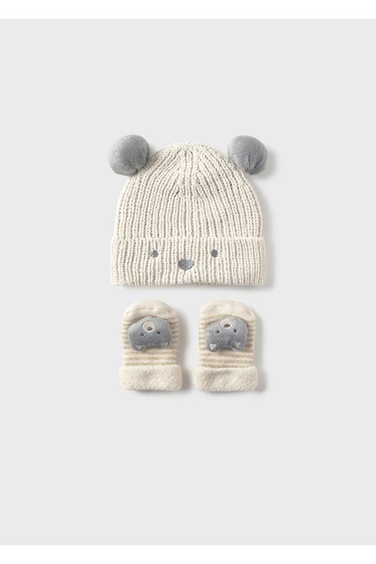 Newborn Boy Pompom Hat and Socks Set