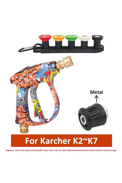 B 4350PSI High Pressure Water with Graffiti Design, 1L Foam Cannon & 1/4" Quick Connect, Batter...