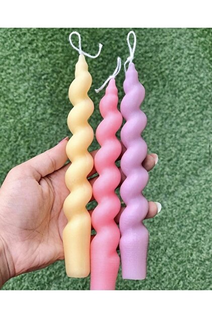3’lü Spiral Burgu Kokulu Şamdan Mum