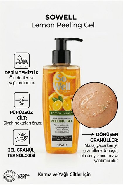 Granulated Facial Cleansing Gel with Lemon Extract 150 ml | Moisturizing Anti-Blackhead