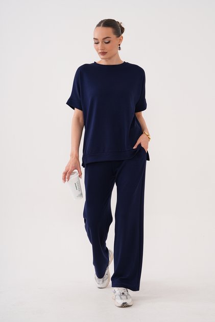 Slit Sleeve Cuffed Crystal Fabric Set