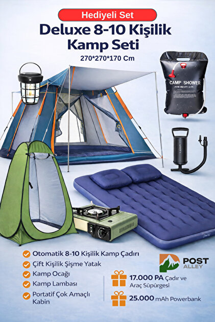 post alley Deluxe 8-10 Kişilik Full Kamp Seti – Her Şey Dahil