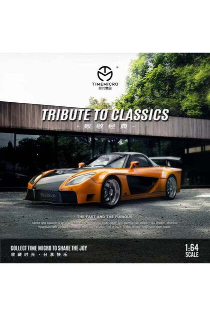 HOT WHEELS TimeMicro 1:64 Mazda RX-7 VeilSide Orange JDM Diecast