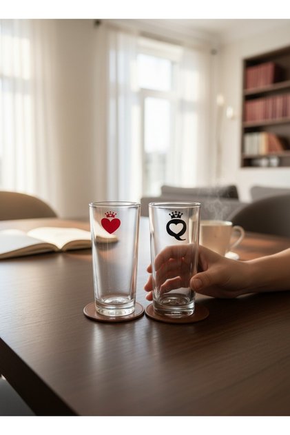طقم من كأسين للشاي بتصميم خاص للعشاق - كوب شاي هدية بتصميم الملك والملكة