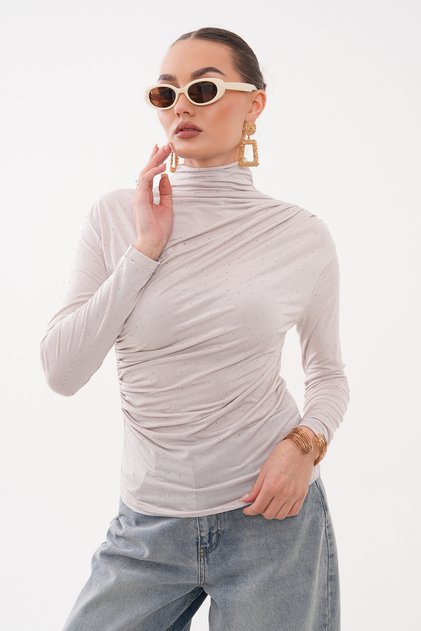 Stone Adhesive Draped Sandy Blouse