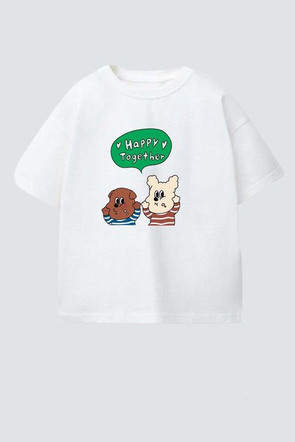 Unisex Kids Cotton Crew Neck Printed T-Shirt