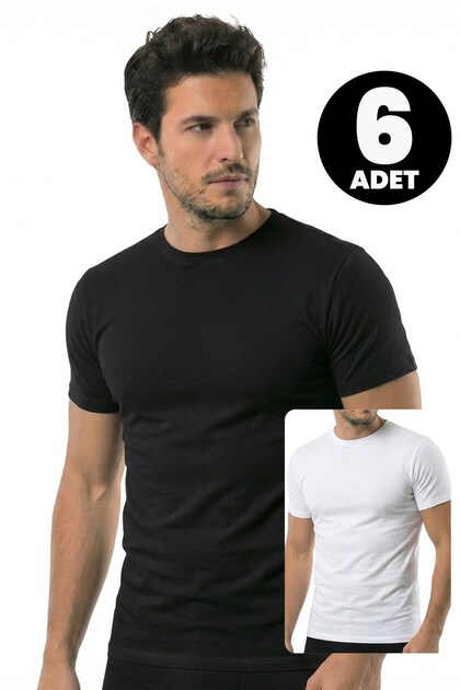 6-Pack Men's T-Shirts with Closed Collar and Half Sleeves (100% Cotton)
