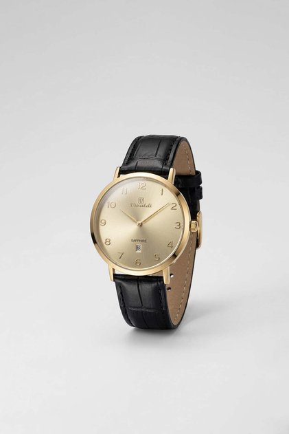 Men's Vesta Leather Cord Vintage Wristwatch Black